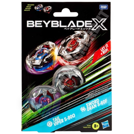 Beyblade X Dual Pack: Tail Viper 5-80O & Sword Dran 3-60F