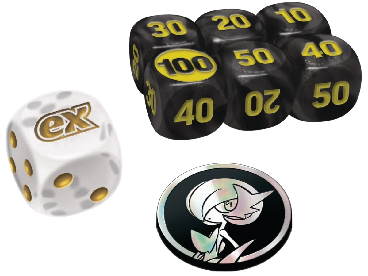 Segnalini danno, dado e moneta del set allenatore fuoriclasse etb Megaevoluzione Mega Gardevoir