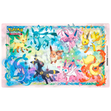 Playmat Pokémon Evoluzioni Prismatiche con Eevee e tutte le sue evoluzioni, tappetino ufficiale della Collezione Super Premium.