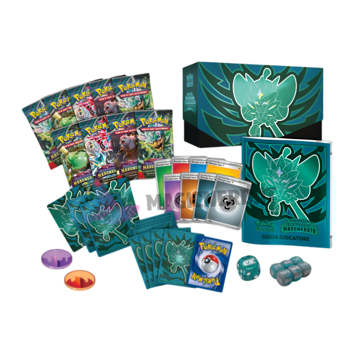 contenuto del set allenatore fuoriclasse etb pokemon crepuscolo mascherato ita