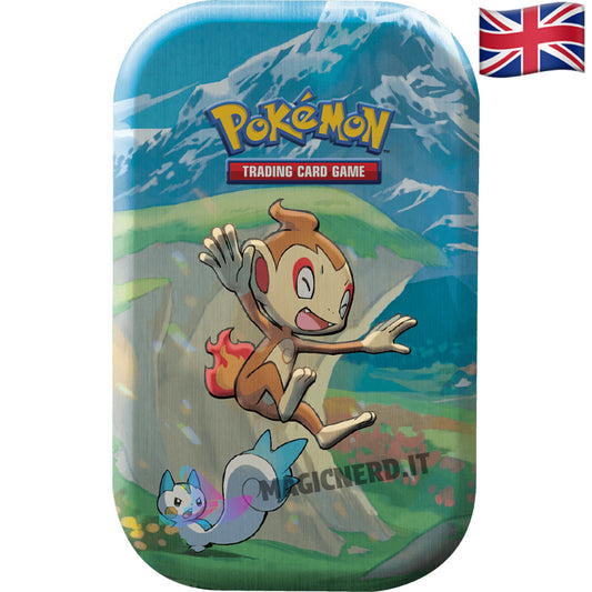 Pokemon Mini tin Sinnoh Stars con raffigurato su l'artwork di Chimchar e Pachirisu
