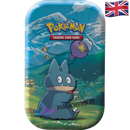 Pokemon Mini Tin Sinnoh Stars con raffigurato su l'artwork di Munchlax e Drifloon